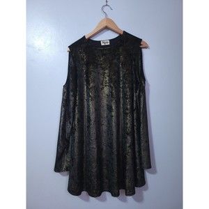 Show Me Your Mumu Stretch Crushed Velvet Teddy Cocktail Dress Size L Gold Black